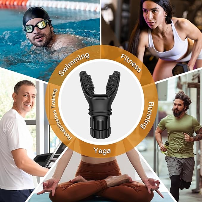 Portable Breathing Trainer Fitness,2pcs Black