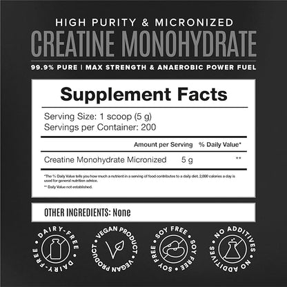 BIRDMAN Micronized Creatine Monohydrate Powder 200 Servings (5 grams 2.2lb.
