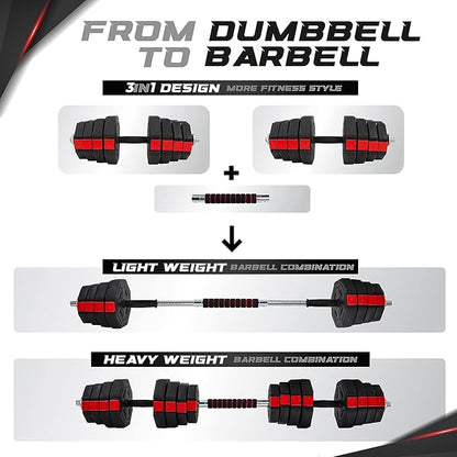 Yes4All Upgraded 44lbs/66lbs Pair Adjustable Weights Dumbbells Set, Free Weights Dumbbells Set with Connector, Cement Mixture