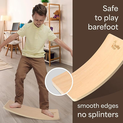 NUTTY TOYS Montessori Wooden Wobble Board for Kids & Adults -100% Natural Wood Balance Board Toddler Balancing Toy Unique Boy & Girl Open Ended Toy Best Christmas Stocking Stuffer Gifts Idea 2024