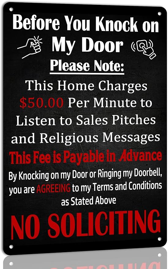 Before You Knock My Door No Soliciting Metal 8x12 Inch