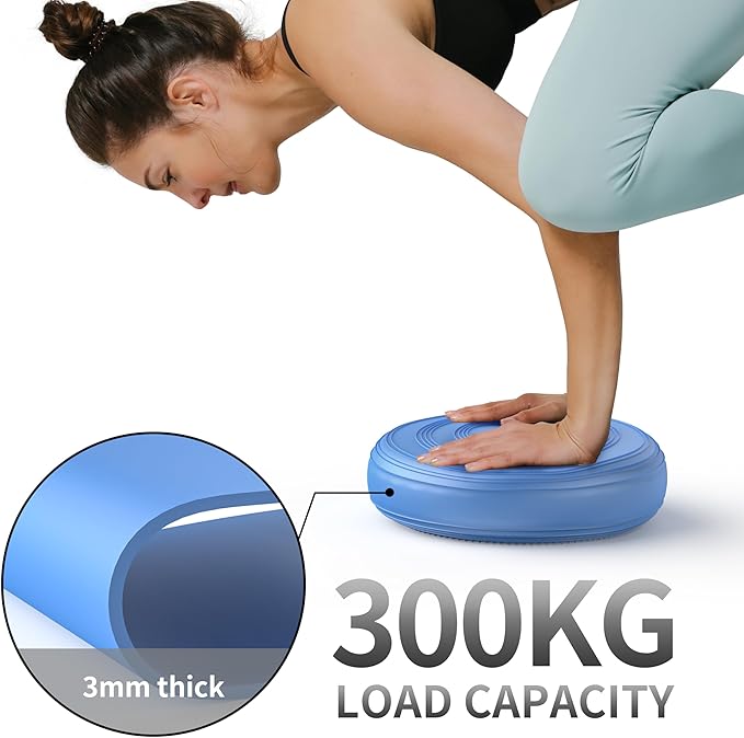 Inflated Wobble Cushion,Dyna Disc,Circular Non-slip Texture for Comfortable Sitting,Wiggle Seat to Improve Posture, Fitness, Stability for Sensory Kids Adults,Balance Seat with Pump for Core Strength