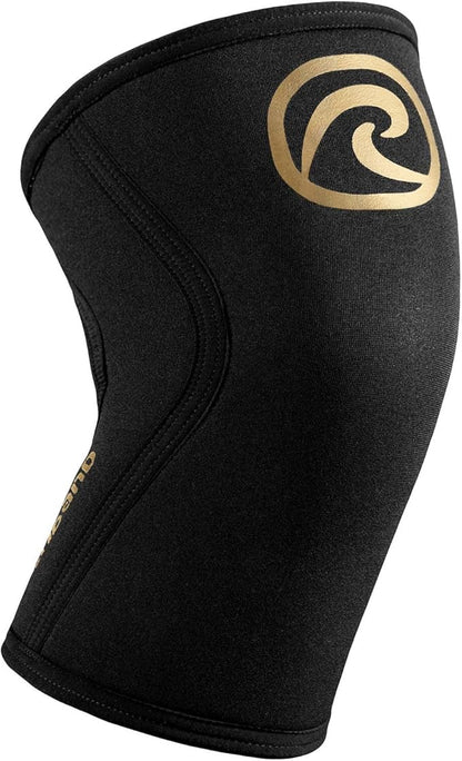 Rehband 5mm Knee Sleeves for Functional Training, Cross-Training & Powerlifting, Weightlifting Knee Support made of Neoprene, Unisex, Colour:Gold/Black - 1 Piece, Size:X-Large
