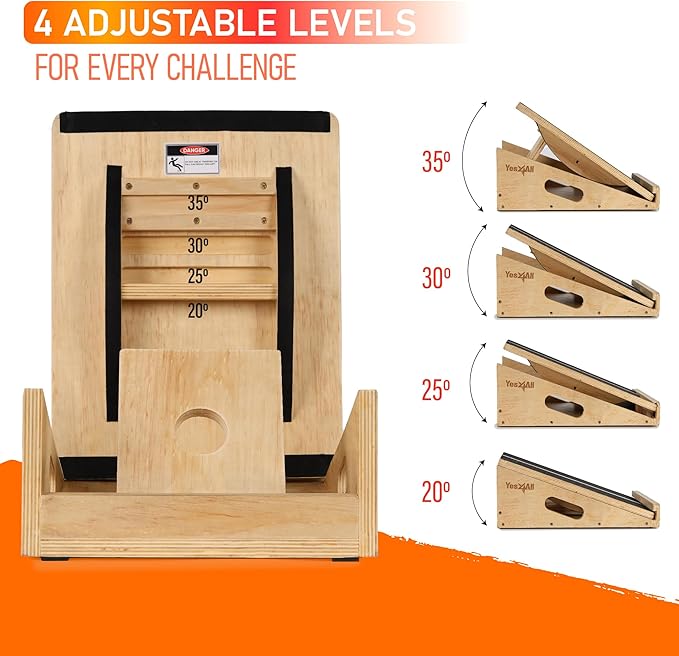 Yes4All 2-in-1 Professional Wooden Balance Boards & Slant Board, 400 lb Adjustable Incline Slant Board for Squats, Balance Boards for Adults