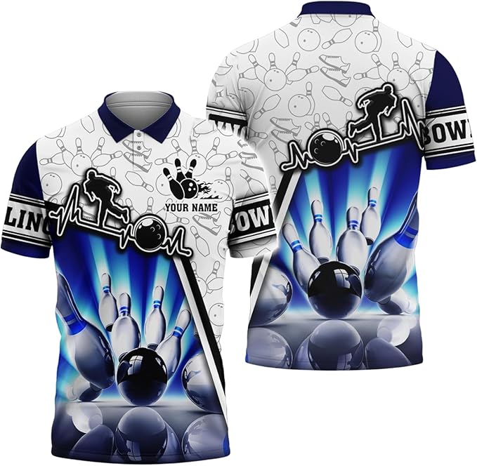 Personalized 3D Bowling Polo Shirts, Custom Name, Team Name Shirt, Bowling Shirts for Men Women, Birthday, Christmas