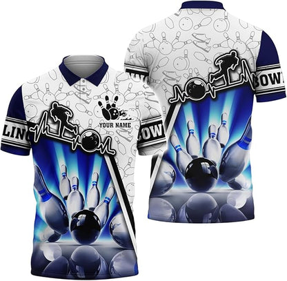 Personalized 3D Bowling Polo Shirts, Custom Name, Team Name Shirt, Bowling Shirts for Men Women, Birthday, Christmas