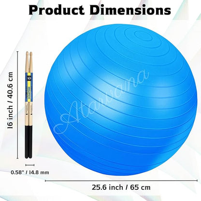 Atarvana Cardio Drumming Equipment Set, Extra Thick Yoga Ball with Pump & Cardio Drumming Sticks with Grips, Aerobic Exercise Ball Drumsticks Workout Set for Stability, Rhythm, Gymnastics