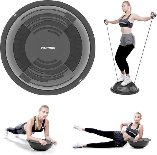 EVERYMILE Balance Ball Trainer with Resistance Bands & Pump Stability, 23.6 inch Yoga Exercise Ball for Home Gym Core Training Anti-Skid Surface