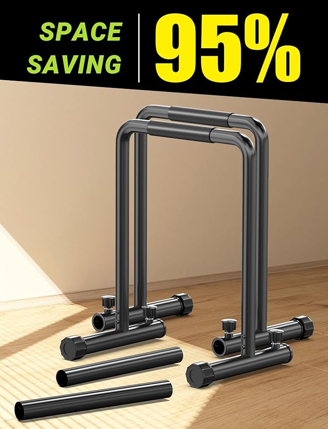 YOLEO Adjustable Dip Bar- 1100lbs Dip Station Portable