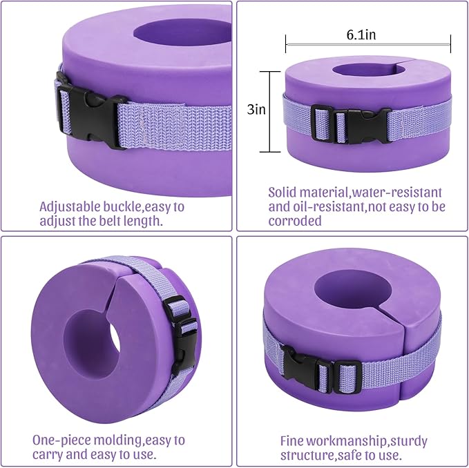 Carperipher Water Aerobics Set for Aquatic Exercise, Pool Fitness Equipment Foam Water Dumbbell Set, New Upgrade Aquatic Dumbbells and Foam Swim Aquatic Cuffs, Water Workout Fitness Tool（Purple）