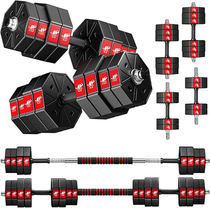 Adjustable Weights Dumbbells Set, 44Lbs 66Lbs 88Lbs 3 in 1 Adjustable Weights Dumbbells Barbell Set, Home Fitness Weight Set Gym Workout Exercise Training with Connecting Rod for Men Women