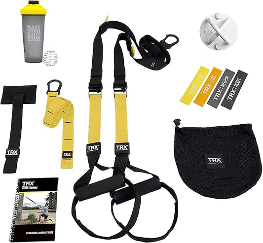 TRX Training All-in-One Suspension-Trainer Exercise Equipment Bundle 4 Strength-Exercise 10 Items