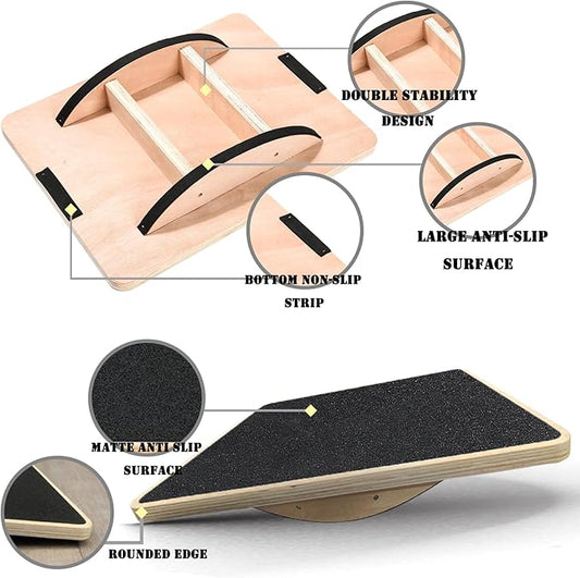 Balance Board Wobble Board Balance Boards for Adults Anti-Slip Wooden Balance Board for Physical Therapy & Core Strength, Ideal Balance Board for Standing Desk with Ankle Support