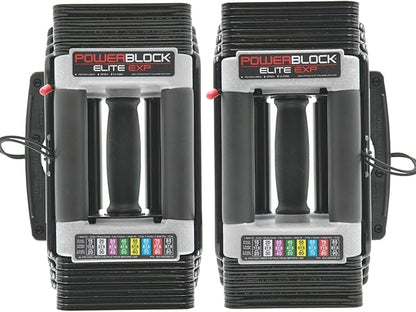 PowerBlock Elite EXP Adjustable Dumbbells, Sold in Pairs, Stage 1, 5-50 lb. Dumbbells, Durable Steel Build, Innovative Workout Equipment, All-in-One Dumbbells, Expandable with Expansion Kits