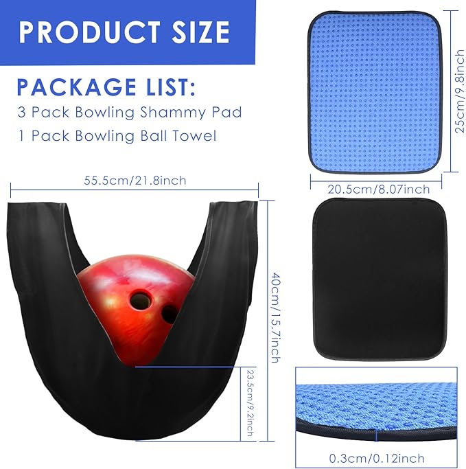 BROTOU Bowling Accessories Kit with 3Pcs Towels and 1pc Rolling Bag for Ball Cleaning, Includes Thumb Tape & Sanding Pads Options