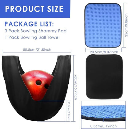 BROTOU Bowling Accessories Kit with 3Pcs Towels and 1pc Rolling Bag for Ball Cleaning, Includes Thumb Tape & Sanding Pads Options