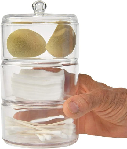 Home-X Cotton Ball and Swabs Holder 3-Level Apothecary