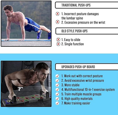AERLANG Push Up Board, Foldable 10 in 1 Push Up Bar with Resistance Bands,Portable Multi-Function Push up Handles for Floor,Professional Push Up Strength Training Equipment