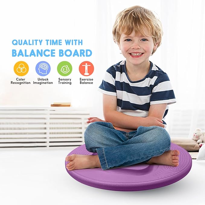 Wobble Board for Kids Plastic Balance Board Rocker Maze Board with 5 Balls Toddler Physical Therapy Toy