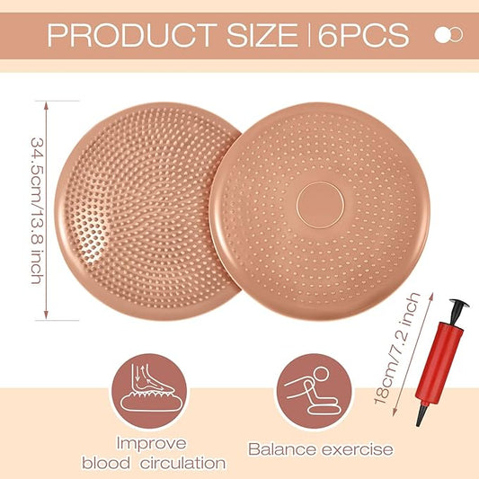 Amylove 6 Pcs Inflated Wobble Cushion Pump Wiggle Seat for Sensory Kids Flexible Seating Exercise Balance Disc Sensory Chair for Office School Home Equipment, Pump Included