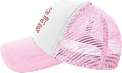 Put It On My Husband's Tab Drinking Trucker Hat - Funny Pink Trucker Hat for Women and Men