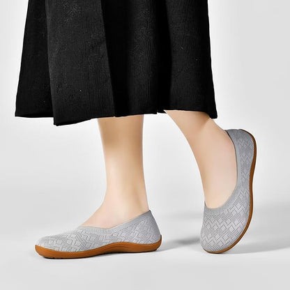 Women's Wide Toe Box Flats Shoes Knit Ballet Flat Slip-on Dress Walking Comfort Shoes