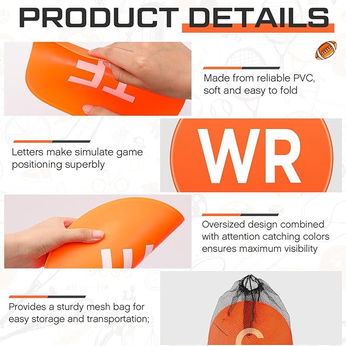 9 Pcs Football Lineman Spot Markers with Mesh 9 Inch