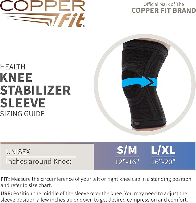 Copper Fit Health Knee Stabilizer Sleeve, Large/X-Large
