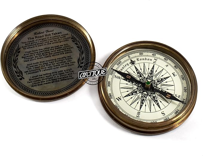 Brass Compass for Navigation Nautical Maritime Hiking Camping