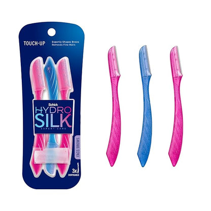 Schick Hydro Silk Touch-Up Dermaplaning Tool with Precision Cover, 3ct | Dermaplane Razor, Face Razors, Peach Fuzz Remover
