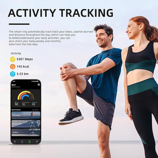 Smart Ring Pro, Fitness Tracker with Heart Rate, Blood Pressure, Stress, Sleep Tracking, Step Tracking, 10ATM Waterproof, Smart Ring for iPhone and Android (Silver 2.0, 12)