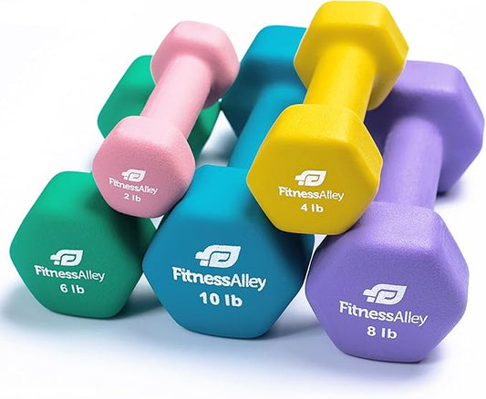 Neoprene Workout Dumbbells - Non Slip, Anti Roll Exercise & Fitness Dumbbells Combo - Hex Shaped Hand weights for Men & Women - Ideal for Home and Gyms training