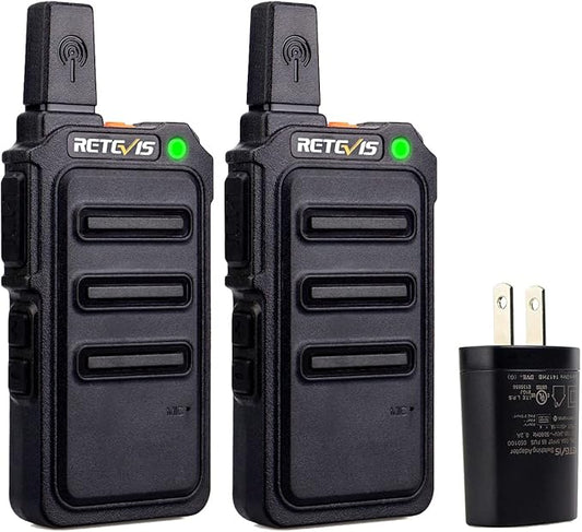 Retevis RT19 Walkie Talkies Rechargeable FRS 22 Channel 1300mAh Lightweight Hunting(2 Pack)