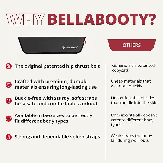 OG Belt - Bellabooty Exercise Hip Thrust Belt – For Dumbbells, Kettlebells, and Plates – Slip-Resistant Padding for Hip Protection – Perfect for Gym, Home, and On-the-Go Workouts