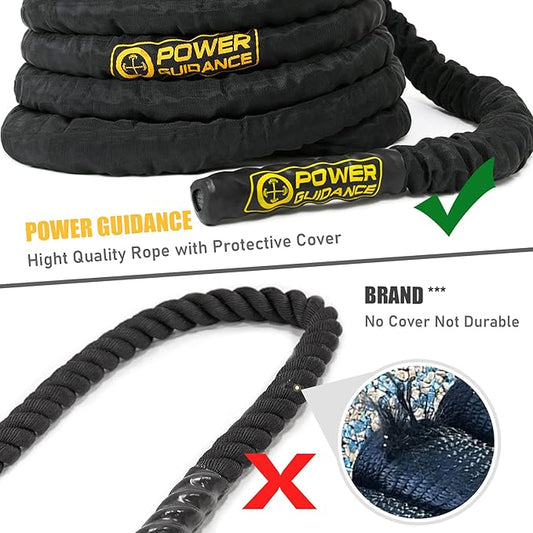 POWER GUIDANCE Battle Rope 1.5/2 Inch 30, 40, 40, 50Ft 50Ft Length