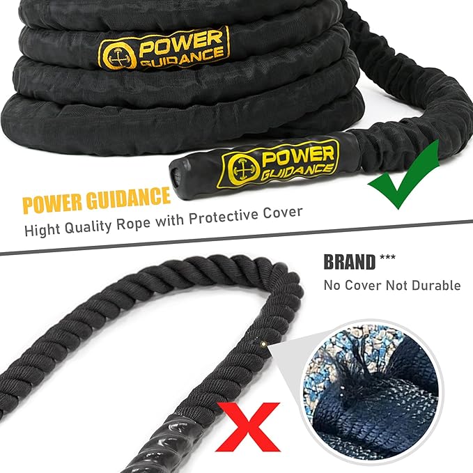 POWER GUIDANCE Battle Rope 1.5/2 Inch 30, 40, 40, 50Ft 50Ft Length