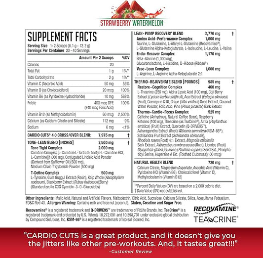 NDS Nutrition 4.0 Pre Workout Supplement - Advanced Weight Loss and Pre Cardio Formula with L-Carnitine, CLA, MCTs, L-Glutamine, and Safflower Oil - Strawberry Watermelon (40 Servings)