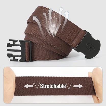 WHIPPY Mens Elastic Stretch Belt Unisex Adventure Web Belt for Women Men with Non-Metal Buckle Adjustable Belts
