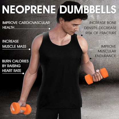 Yes4All Deluxe Neoprene Dumbbells (A Pair) – Multi Color & Weights Available (E-Black - 10 lbs (Pair))