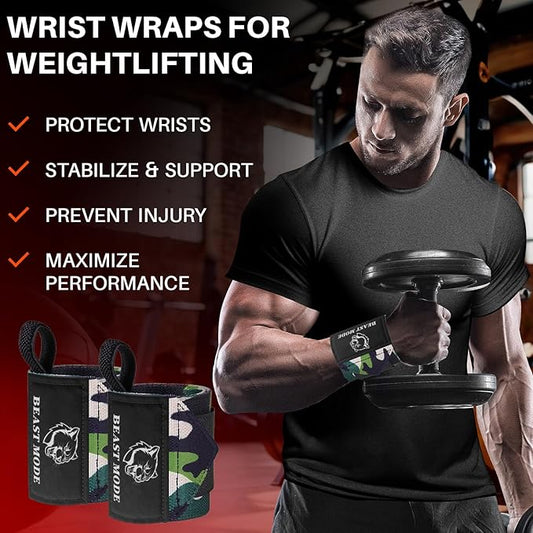 TECEUM Weightlifting 18" & 12" Wrist Wraps with Thumb Loop – Heavy Duty Wrist Workout Braces for Men and Women – Ideal for Powerlifting, Strength Training, Bodybuilding