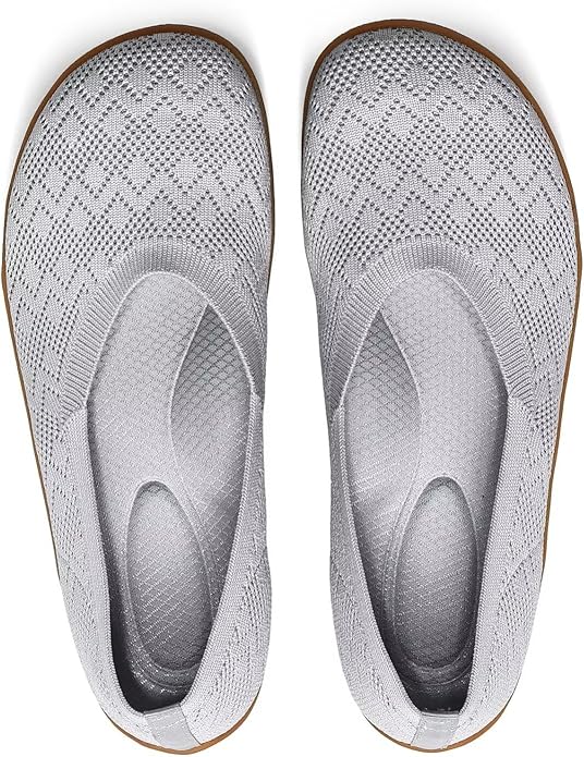 Women's Wide Toe Box Flats Shoes Knit Ballet Flat Slip-on Dress Walking Comfort Shoes