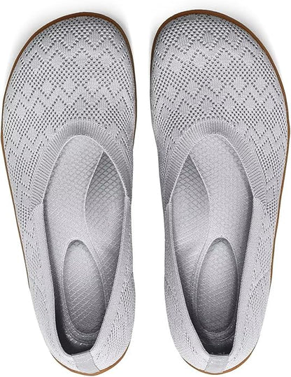 Women's Wide Toe Box Flats Shoes Knit Ballet Flat Slip-on Dress Walking Comfort Shoes