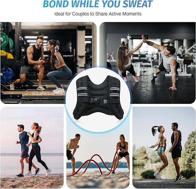 ZELUS Weighted Vest, 12lb Weight Vest with Reflective Stripe for Workout, Strength Training, Running, Fitness, Muscle Building, Weight Loss, Weightlifting