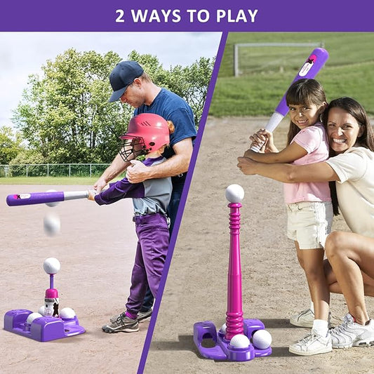 QDRAGON 2 in 1 T Ball Sets 3-5 5-8, 5-8, Tee Stand/6 Balls,
