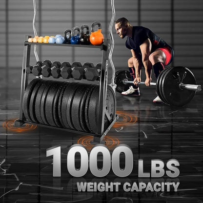 Yes4All 6 Pegs & 4 Barbell Storage Racks Load Up to 1190 LBS - Wall Mounted Weight Plate Tree & Barbell Holder