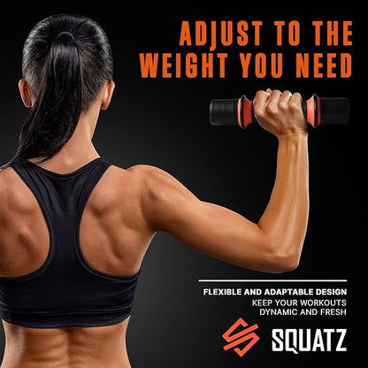 SQUATZ 9 lbs. Dumbbell Weight Set - Adjustable Weight All-in-One Versatile Dumbbells for Women, Non-Slip Neoprene Ideal for Common Movement and Multi Functional Exercise, Home Gym Training