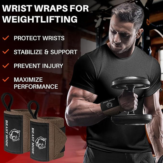 TECEUM Weightlifting 18" & 12" Wrist Wraps with Thumb Loop – Heavy Duty Wrist Workout Braces for Men and Women – Ideal for Powerlifting, Strength Training, Bodybuilding