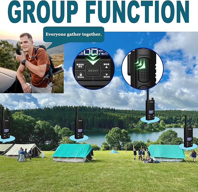 SAMCOM GMRS Walkie Talkies for Adults T2 Rechargeable 2 Watt Radio,30 Channels (4 Pack)
