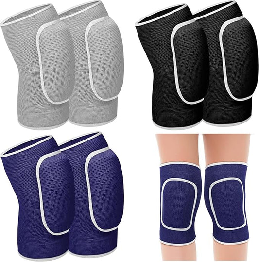 Hungdao 3 Pairs Volleyball Knee Pads for Kids Soft Breathable Brace Non Slip Padded Sponge Knee Support for Girls Boys Dance, Football, Skating, Running, Youth Sports