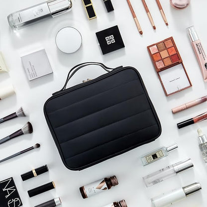 Toiletry Bag, Travel Bag for Women & Men, Portable Cosmetic Bag with Hanging Hook, Durable, Waterproof for Shampoo, Makeup, Essentials, Toiletries Acessories (Black)